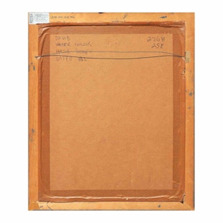 Orange Toned Modern Abstract Nude Female Bather Watercolor Painting 1983