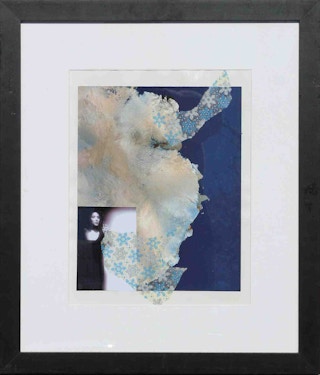 Black and Blue Abstract Mixed Media Collage with B&W Portrait of a Woman 20th Century