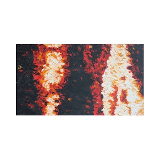 Large Black, Red, Orange, and White Abstract Expressionist Painting Mid-20th Century