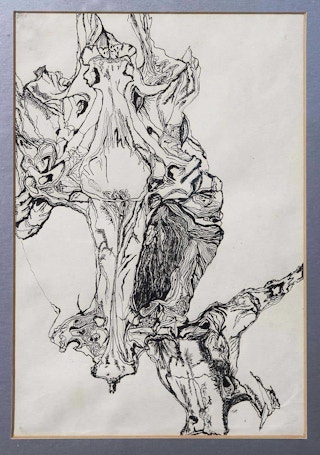 Black and White Fantastical Figure Abstract Drawing 20th Century