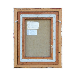 "Gentleman with Red Tie" Green and Red Toned Abstract Figurative Painting 1970s