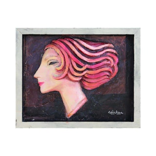 “Lady with Wild Red Hair” Framed 3D Wall Sculpture of a Female Face