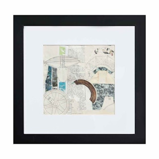 Abstract Green, Blue and White Mixed Media Collage from Engineering Textbook 2021