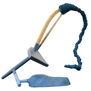 “Surge Protector” Blue Abstract Contemporary Mixed Media Found Object Sculpture 2017