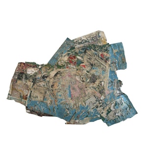 "Better Than Jello" Blue and Red Abstract Mixed Media Sculptural Collage 2018