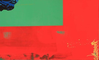 "Good Omen" Red, Green, Yellow Colorfield Contemporary Horse Pop Art Painting 21st Century