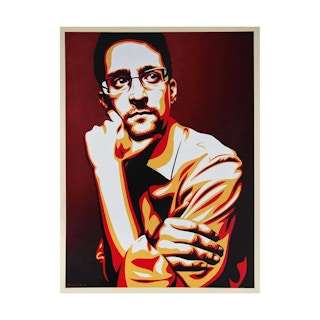 Edward Snowden “Whistleblower” Red, Orange, and Black Abstract Portrait Painting 2021