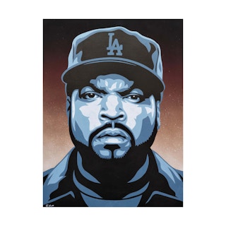 “Ice Cube” Black, Grey, and Brown Toned Cotemporary Abstract Portrait Painting 2021