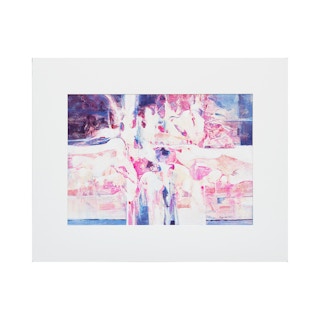 "Living Water" Neon Pink and Blue Modern Abstract Painting 2005