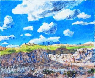 "Chisos Mts. From the West Big Bend, TX" Blue-Toned Abstract Southern Landscape 2022