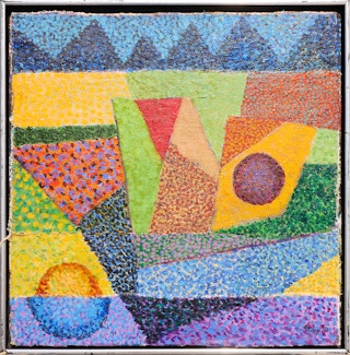 "Counter Point" Colorful Geometric Abstract Pointillism Painting 2010