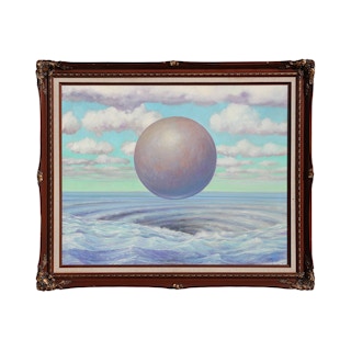 "Event" Surreal Pastel Blue and Purple Toned Seascape with a Floating Sphere 2004
