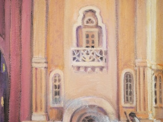 "Migration" Colorful Contemporary Surrealist City Landscape Painting 2005