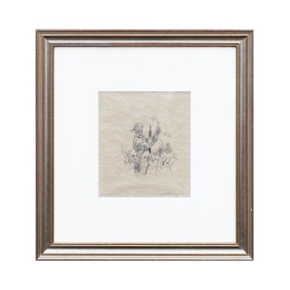 "A Small Wager" Realistic Sketch Drawing of a Man in a Combat 20th Century