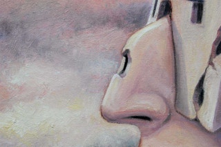 “Krieg” Soft Hued Contemporary Abstract Surrealist Painting 2004