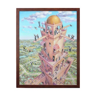"Tower of Babbit” Pastel Contemporary Surrealist Landscape Painting 2005