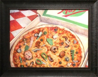 "Junk Food (Pizza)" Contemporary Surrealist Still Life of an Inedible Pizza 2010