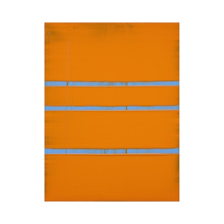 “Pittsburgh Series III” Orange and Blue Minimal Linear Abstract Contemporary Painting 1997