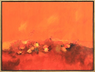 Red, Orange, and Yellow Toned Abstract Impressionist Landscape Painting 1966