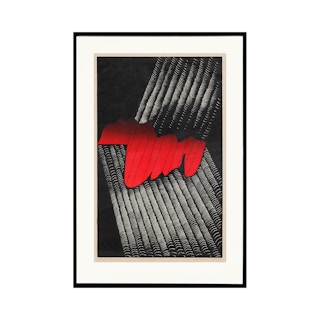 “Signs VIII” Red and Black Abstract Woodcut Print 1999