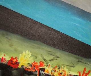 "Displaced Succulents" Blue and Green Contemporary Abstract Still Life Painting 2019