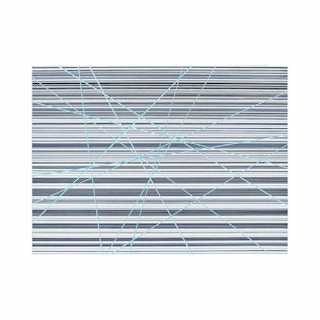 "The Suspension of Time and Space" Blue Toned Geometric Op Art Abstract Painting 2021