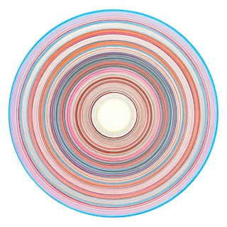 "Mint Royale" Contemporary Abstract Pink & Blue Concentric Circle Painting 2023