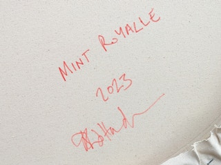 "Mint Royale" Contemporary Abstract Pink & Blue Concentric Circle Painting 2023