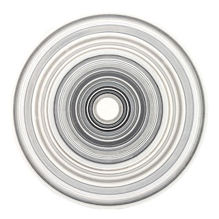 "Kool Thing" Contemporary Abstract Gray and White Concentric Circle Painting 2023