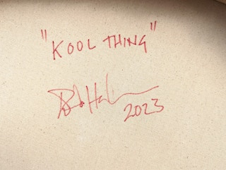 "Kool Thing" Contemporary Abstract Gray and White Concentric Circle Painting 2023