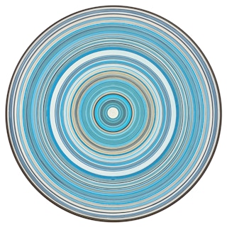 "Sea Song" Contemporary Abstract Blue & Yellow Concentric Circle Painting 2024