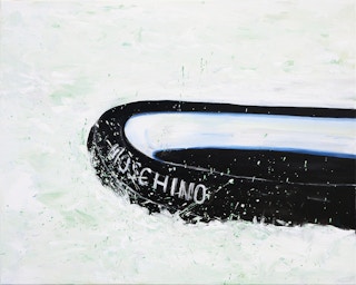 "Moschino" Abstract Contemporary Seascape With a Black Lifeboat 2022