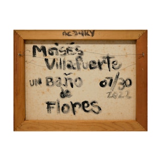 "Un Baño de Flores" Blue & White Contemporary Abstract of a Figure in a Bathtub 2022