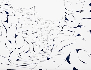 "Canyon 2" Contemporary Dark Blue & White Abstract Foliage Landscape Painting 2023