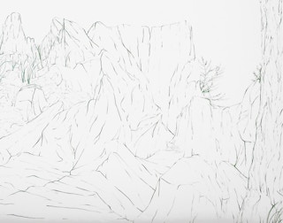 "Bramble 3" Contemporary Dark Green & White Abstract Foliage Landscape Painting 2023