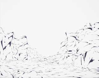 "Meander" Contemporary Gray & White Abstract Foliage Landscape Painting 2023