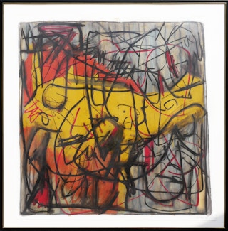 Untitled Modern Contemporary Abstract Expressionist Muted Tone Pastel Drawing 1996