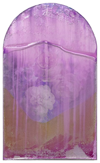 "6.27.22 – 7.9.22" Colorful Contemporary Arched Floral Landscape Painting 2022