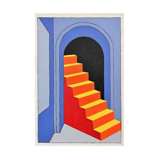 "Untitled (Blue Hallway)" Contemporary Abstract Architectural Staircase Painting 2022