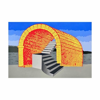 "Untitled (Fluorescent Barrel Vault Landscape)" Contemporary Abstract Painting 2022