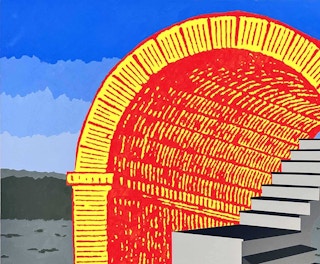 "Untitled (Fluorescent Barrel Vault Landscape)" Contemporary Abstract Painting 2022