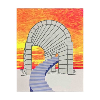 "Untitled (Sunset)" Contemporary Modern Architectural Abstract Painting 2022