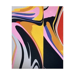 "Nullsec Gate Slip" Contemporary Colorful Geometric Hard-Edge Abstract Painting 2021