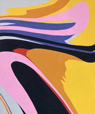 "Nullsec Gate Slip" Contemporary Colorful Geometric Hard-Edge Abstract Painting 2021