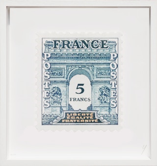 Contemporary Minimalist French 5 Francs Postage Stamp Print 2022