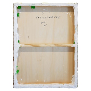 "Face It, Its Your Face" Contemporary Colorful Painted Plaster Wall Sculpture 2022