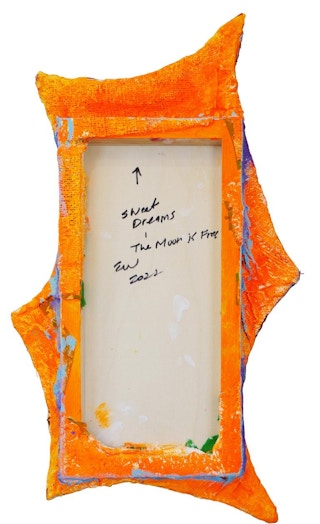 "Sweet Dreams - The Moon is Free" Contemporary Colorful Painted Plaster Sculpture 2022