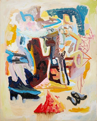 "Matter 2" Pastel Pink, Blue, Green, and Orange Abstract Contemporary Painting 2018