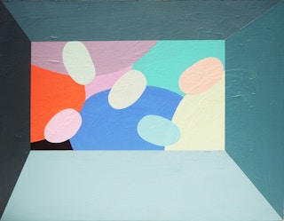 "Looking Out 2" Pastel-Toned Abstract Contemporary Figurative Painting 2022