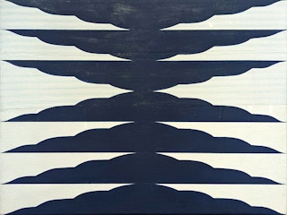 "7 Clouds" Contemporary Folk Inspired Abstract Blue Sky Landscape Painting 2022